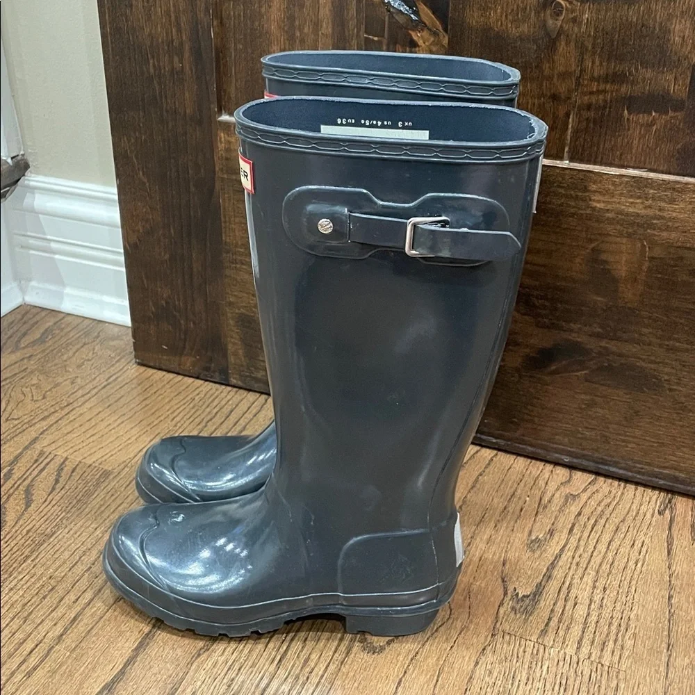 HUNTER Original Big Kid Rain Boot Kids Unisex 4 boy 5 girl Grey